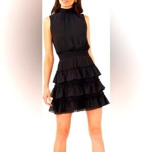 Halogen Smock Neck Sleeveless Fit & Flare Dress Black Medium